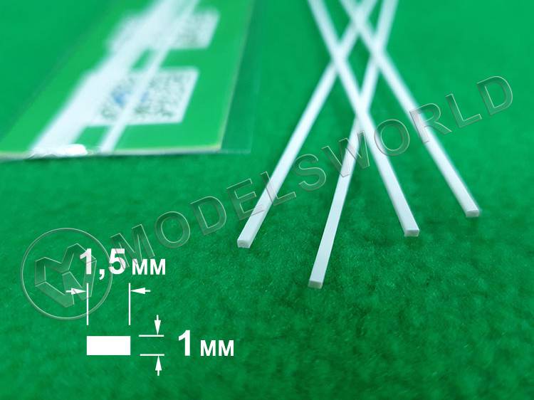 ABS пластик полоса 1х1.5 мм, длина 250 мм, 4 шт ABS пластик полоса 1х1.5 мм, длина 250 мм, 4 шт - фото 1