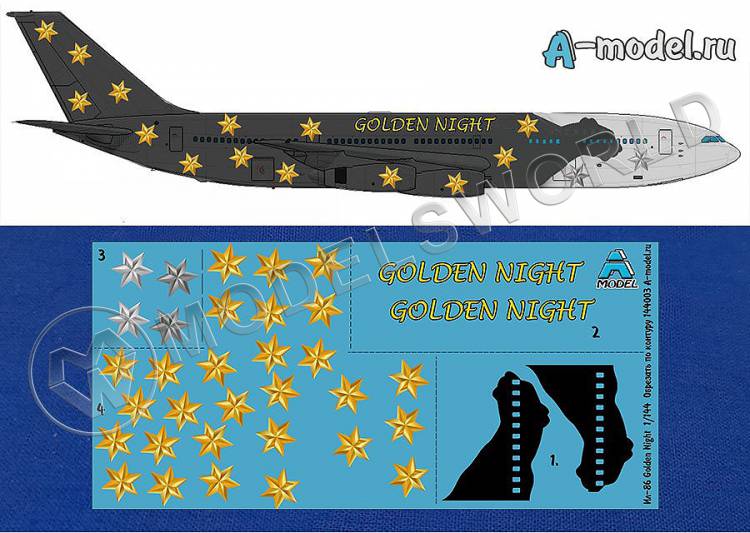 Декаль самолет Ил-86 ночное небо. Масштаб 1:144 - фото 1