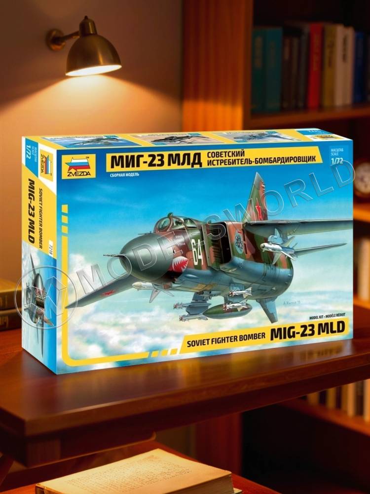 Склеиваемая пластиковая модель Советский истребитель-бомбардировщик МиГ-23МЛД. Масштаб 1:72 - фото 1