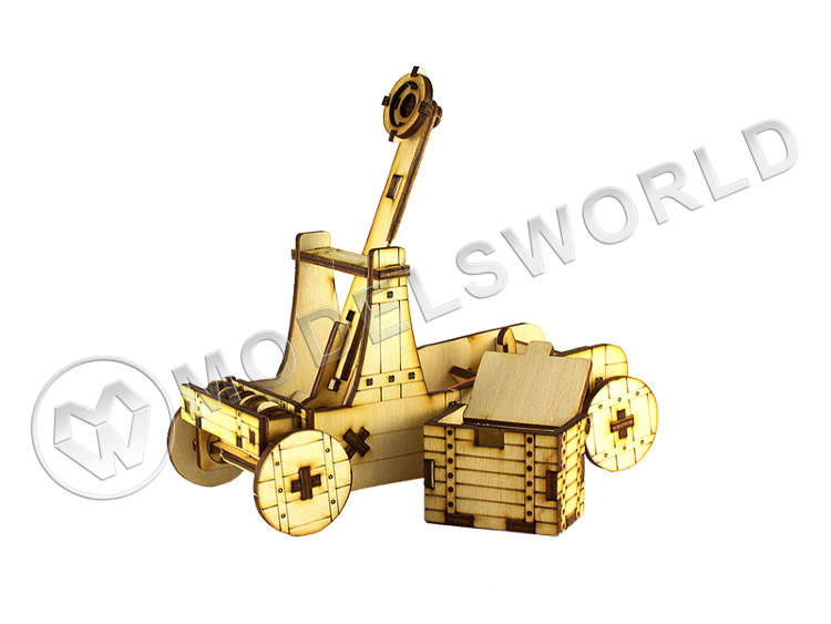 Действующая катапульта. Деревянный набор для сборки. Действующая катапульта. Деревянный набор для сборки. - фото 1