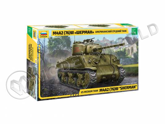 Склеиваемая пластиковая модель Американский средний танк М4А2 (76) W «Шерман». Масштаб 1:35