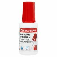 Клей ПВА BRAUBERG (бумага, картон, дерево), 20 г, с кисточкой
