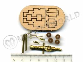 Длинная пушка на станке, латунь и дерево, 30 мм, 2 шт