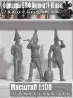 Офицеры ВМФ Англии. XVII-XVIII век. 3 шт. Масштаб 1:100
