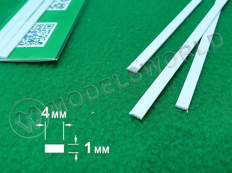 ABS пластик полоса 1х4 мм, длина 250 мм, 3 шт ABS пластик полоса 1х4 мм, длина 250 мм, 3 шт - фото 1