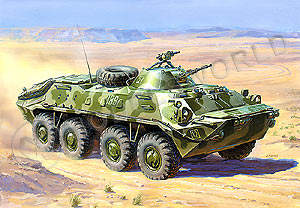 ZV-3557_s.jpg Склеиваемая пластиковая модель Советской БТР-70 (Афганская война). Масштаб 1:35 - фото 1