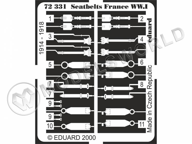 Фототравление Ремни безопасности Франция WWI. Масштаб 1:72 - фото 1
