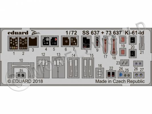 Фототравление для модели Ki-61-Id, Tamiya. Масштаб 1:72