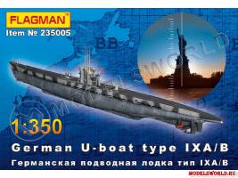 Склеиваемая пластиковая модель Германская подводная лодка типа IX A/B. Масштаб 1:350