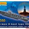 Склеиваемая пластиковая модель Германская подводная лодка типа IX A/B. Масштаб 1:350