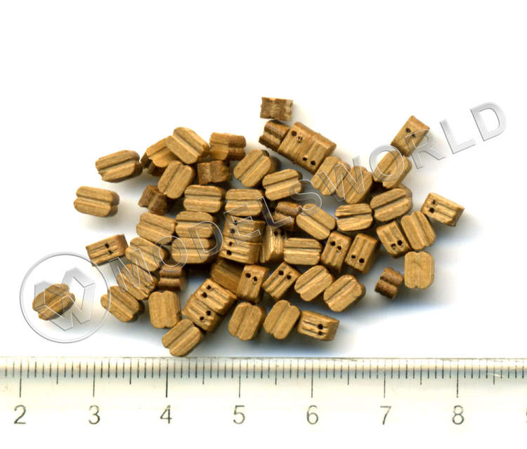 Блок двушкивный, орех, 5 мм, 10 шт Блок двушкивный, орех, 5 мм, 10 шт - фото 1