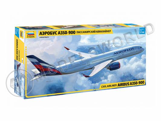 Склеиваемая пластиковая модель Пассажирский авиалайнер Аэробус А350-900. Масштаб 1:144