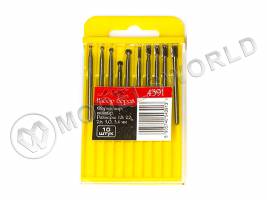 Набор боров, металл HSS, шар, цилиндр, размер 1.8; 2.2; 2.6; 3.0; 3.4 мм, 10 шт