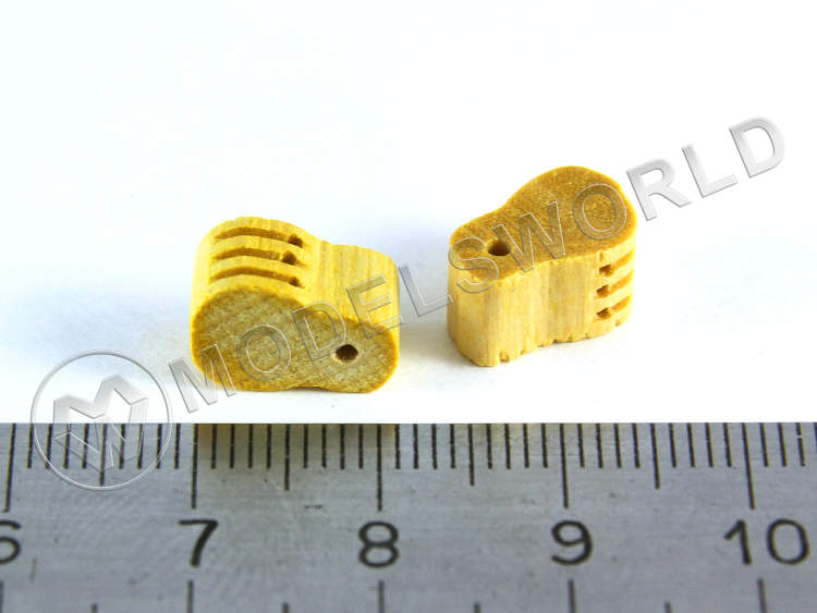 Комель-блок трехшкивный, самшит, 12 мм, 2 шт Комель-блок трехшкивный, самшит, 12 мм, 2 шт - фото 1