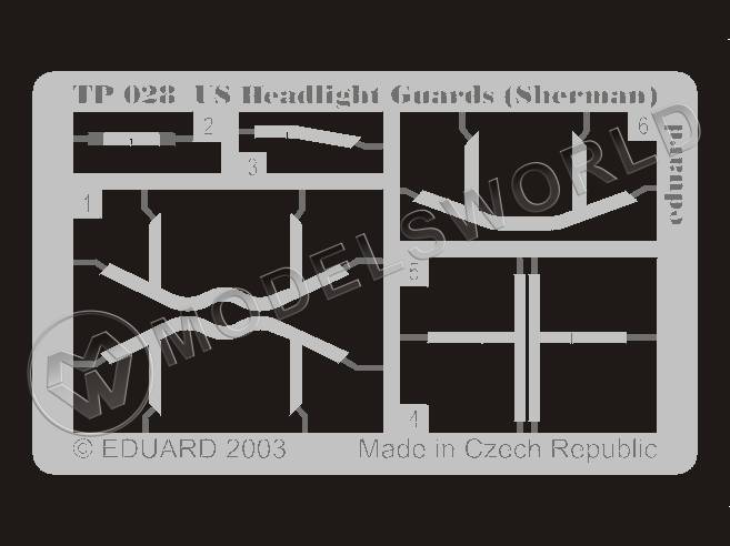 Фототравление US защита фар Sherman. Масштаб 1:35 - фото 1