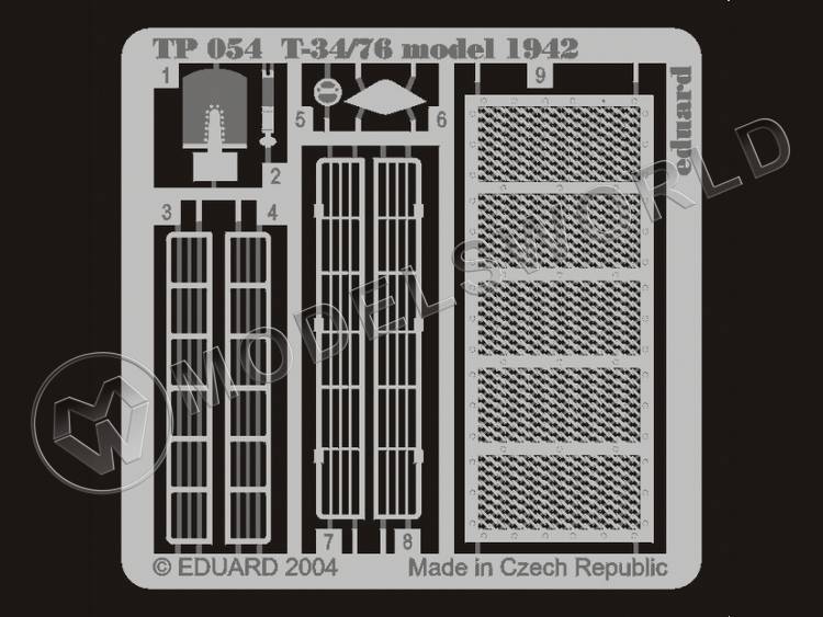Фототравление для модели Т-34/76 образца 1942 года, Tamiya. Масштаб 1:35 - фото 1