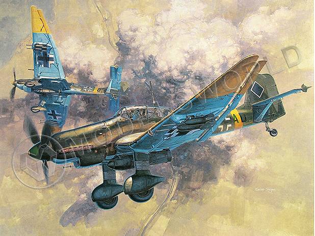 Склеиваемая пластиковая модель бомбардировщика Junkers Ju-87D Stuka. Масштаб 1:32 Склеиваемая пластиковая модель бомбардировщика Junkers Ju-87D Stuka. Масштаб 1:32 - фото 1