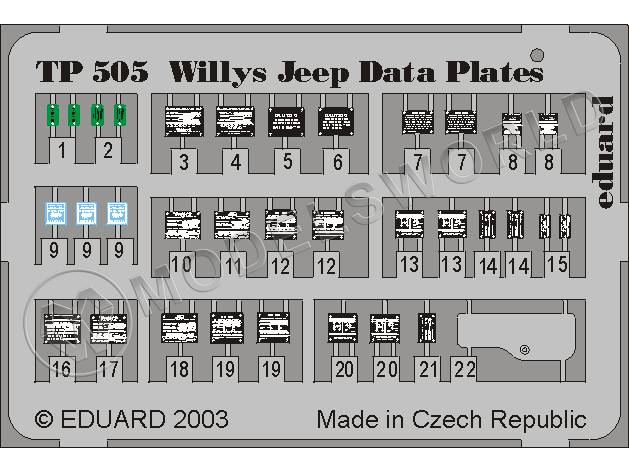 Фототравление для модели Willys Jeep. Масштаб 1:35 - фото 1
