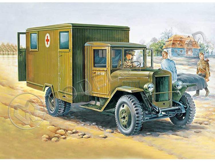 EE-35-152-01-s.jpg Склеиваемая пластиковая модель Санитарный автомобиль ЗиС-44. Масштаб 1:35 - фото 1