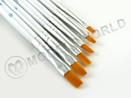 Набор кистей JAS из синтетического волоса, плоские, 6 шт (№ 1, 2, 3, 4, 5, 6)