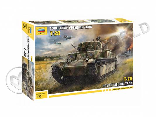 Склеиваемая пластиковая модель Советский средний танк Т-28. Масштаб 1:72