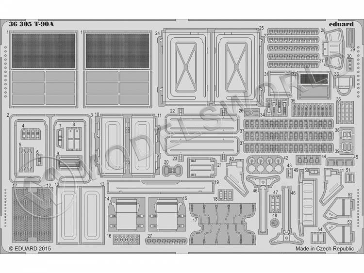 Фототравление для модели T-90A, Meng. Масштаб 1:35 - фото 1