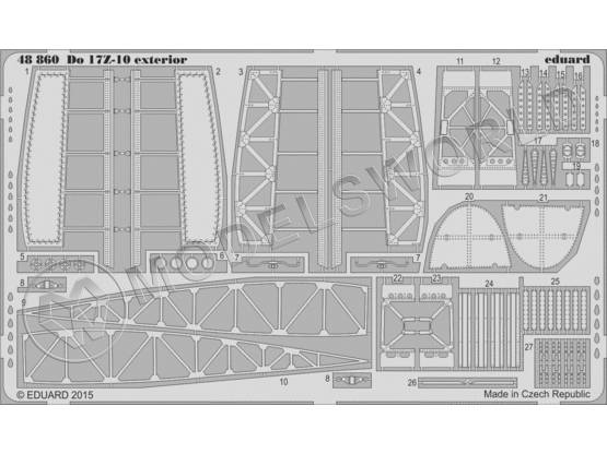 Фототравление для модели Do 17Z-10, Экстерьер, ICM. Масштаб 1:48 - фото 1