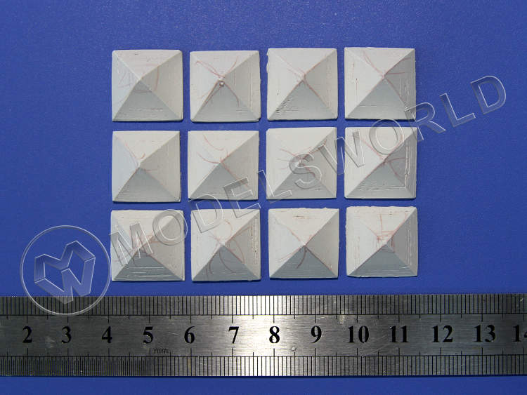 Надолбы бетонные (квадратная пирамида), 12 шт. Масштаб 1:72 - фото 1