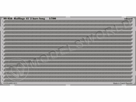 Фототравление 2-х леерное ограждение под углом 45´ длинное. Масштаб 1:700