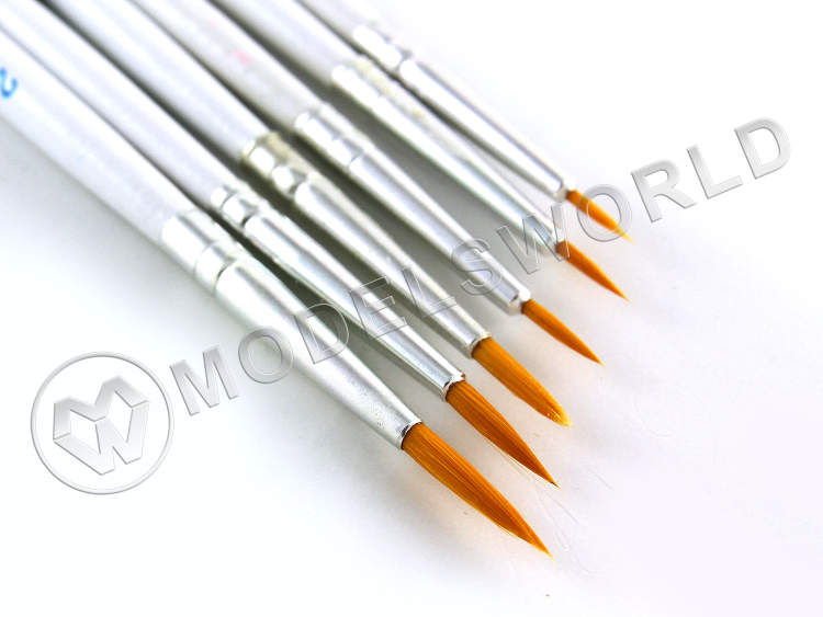 Набор кистей из синтетического волоса, круглые, 6 шт (№ 0000, 000, 00, 0, 1, 2) - фото 1