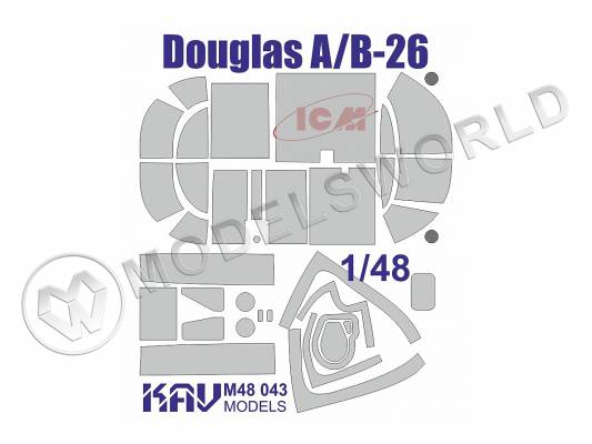 Окрасочная маска на  Douglas A/B-26 расширенный набор, ICM. Масштаб 1:48