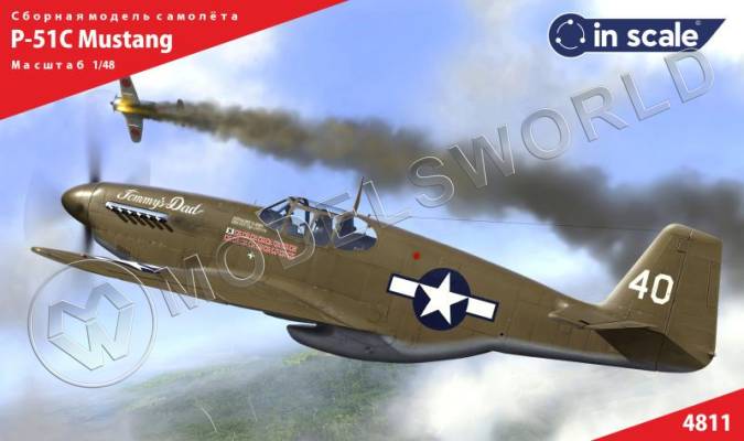 Пластиковая модель самолета 1/48 Mustang P-51C - истребитель USAAC.