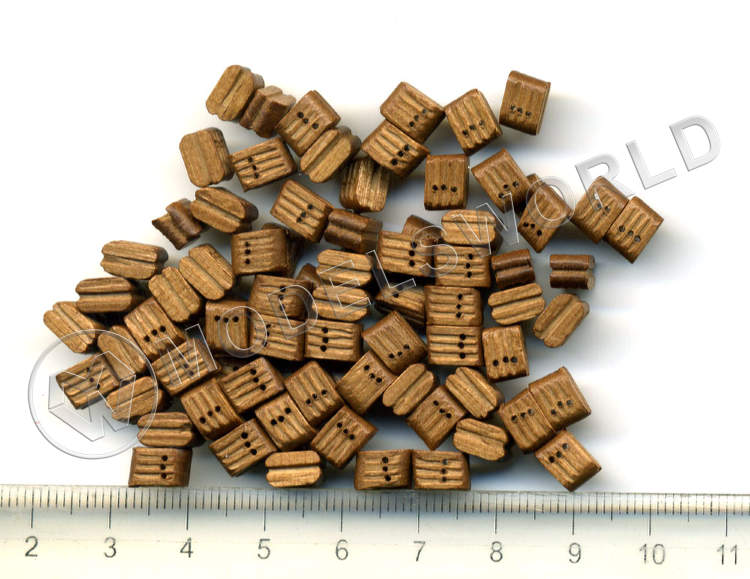 Блок трехшкивный, орех, 7 мм. 10 шт Блок трехшкивный, орех, 7 мм. 10 шт - фото 1