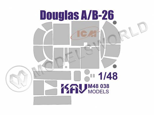 Окрасочная маска на самолет Douglas A/B-26, ICM. Масштаб 1:48