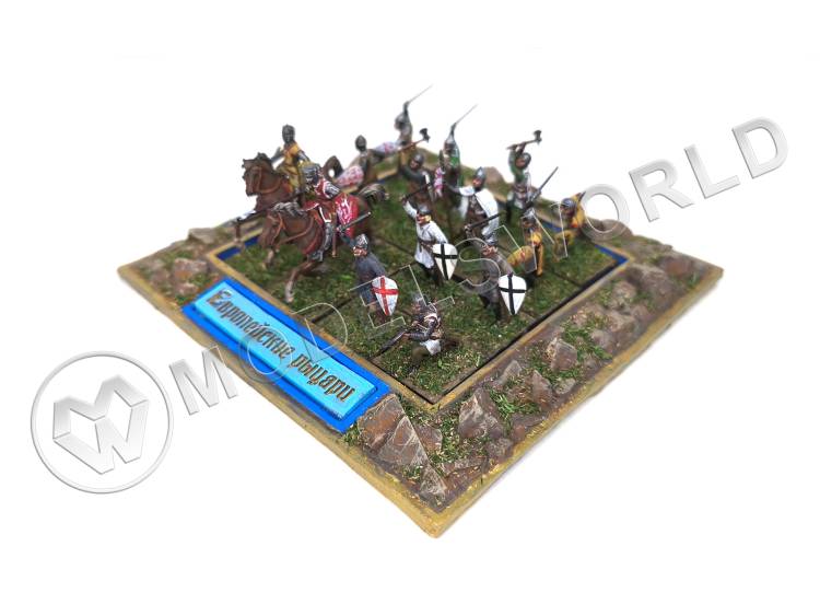 Готовая модель, миниатюра "Крестоносцeв" 2+12 фигур в масштабе 1:72 - фото 1