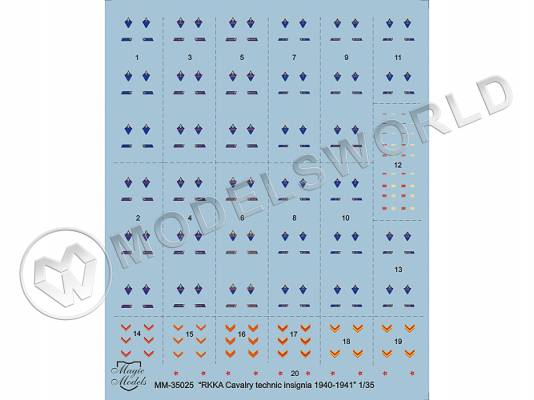 Декаль  RKKA Cavalry technic insignia 1940-1941. Масштаб 1:35
