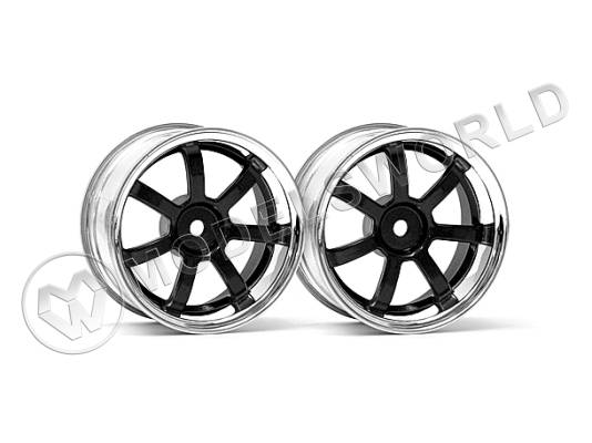 Диски туринг 1/10 - 57S-PRO (CHROME|BLACK| вынос 3 мм), 2 шт