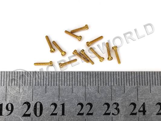 Винтик латунный 1х6.4 мм с плоской головкой, 12 шт