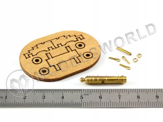 Длинная пушка на станке, латунь и дерево, 25 мм, 2 шт