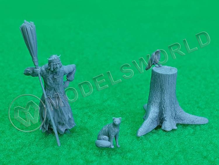 Фигура "Баба Яга с метлой". Масштаб 1:72 - фото 1