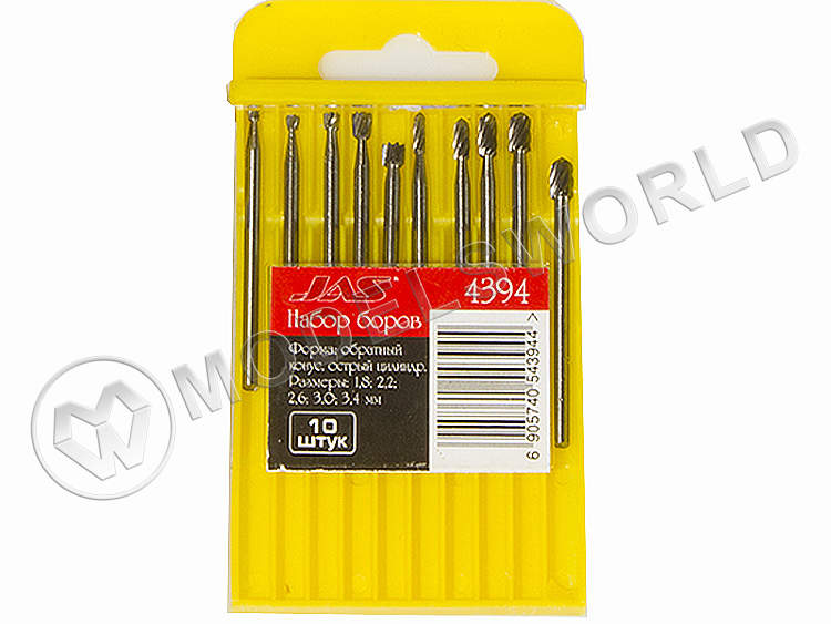 Набор боров, металл HSS, обр. конус, острый цилиндр 1.8; 2.2; 2.6; 3.0; 3.4 мм, 10 шт Набор боров, металл HSS, обр. конус, острый цилиндр 1.8; 2.2; 2.6; 3.0; 3.4 мм, 10 шт - фото 1