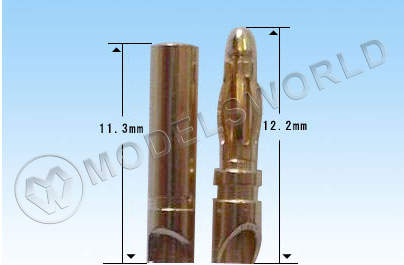 Разъем позолоченный D2.0 мм (male+female) короткий 12 мм - фото 1