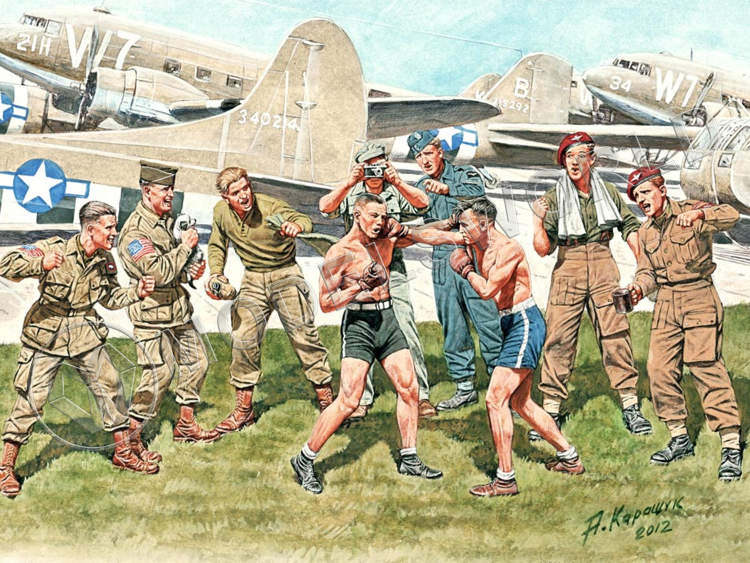Фигуры британских и американских десантников. Дружеский матч по боксу. II МВ. Масштаб 1:35 - фото 1