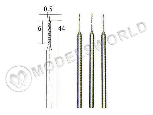 Вольфрам-ванадиевые свёрла Proxxon 28864, 0.5 мм, 3 шт - фото 1