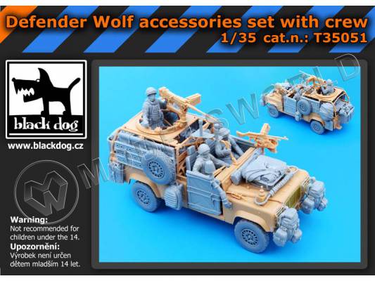 Дополнение Defender Wolf accessories set with crew, Hobby Boss. Масштаб 1:35