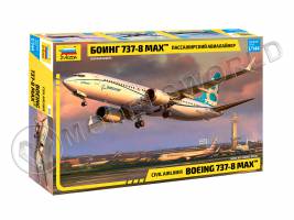 Склеиваемая пластиковая модель Пассажирский авиалайнер Боинг 737-8 "MAX". Масштаб 1:144