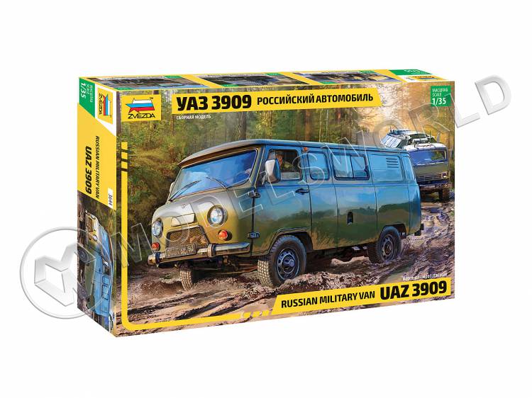 Склеиваемая пластиковая модель Российский автомобиль УАЗ 3909. Масштаб 1:35 - фото 1