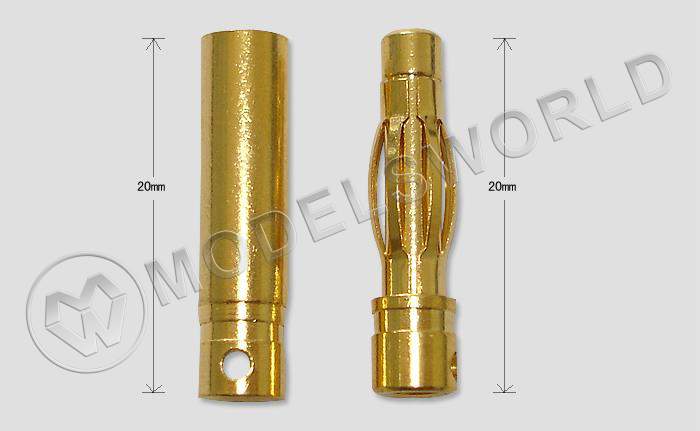 Разъем позолоченный D4.0мм (male+female) длинный 20мм - фото 1