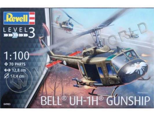 Склеиваемая пластиковая модель Вертолет Bell UH-1H. Масштаб 1:100