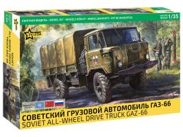 Склеиваемая пластиковая модель Советский грузовой автомобиль ГАЗ-66. Масштаб 1:35